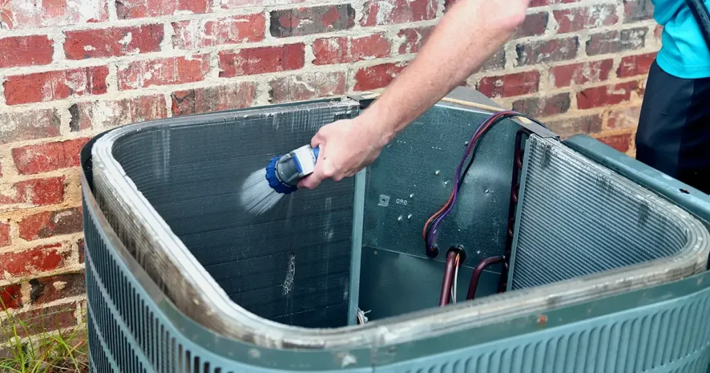 wash ac unit with hose