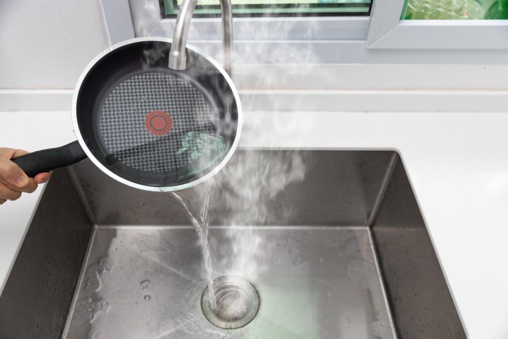 pour hot water in drain