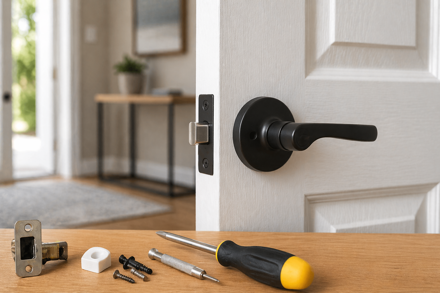 Door won’t latch properly fix with tools and strike plate adjustment on interior door handle