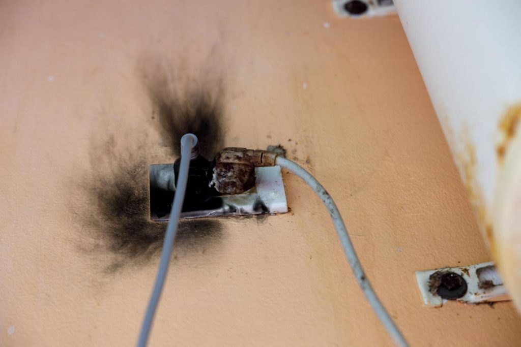 burn marks on electrical outlets