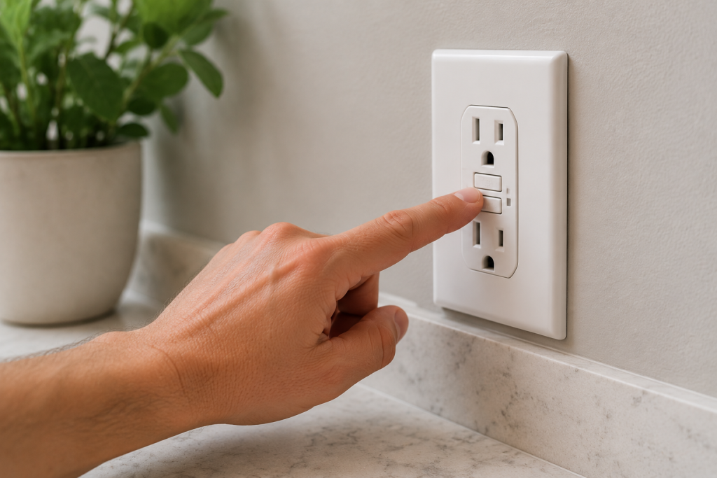 Pressing the reset button on a GFCI outlet while troubleshooting a breaker keeps tripping problem