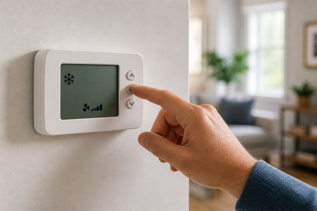 Adjusting thermostat settings to fix AC blowing warm air issue
