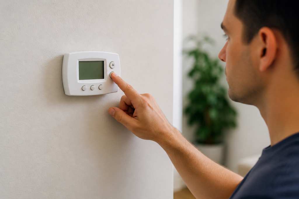 Adjusting thermostat settings to troubleshoot AC fan not spinning while unit is on