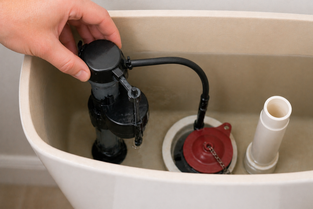 check fill valve if toilet keeps running inside tank