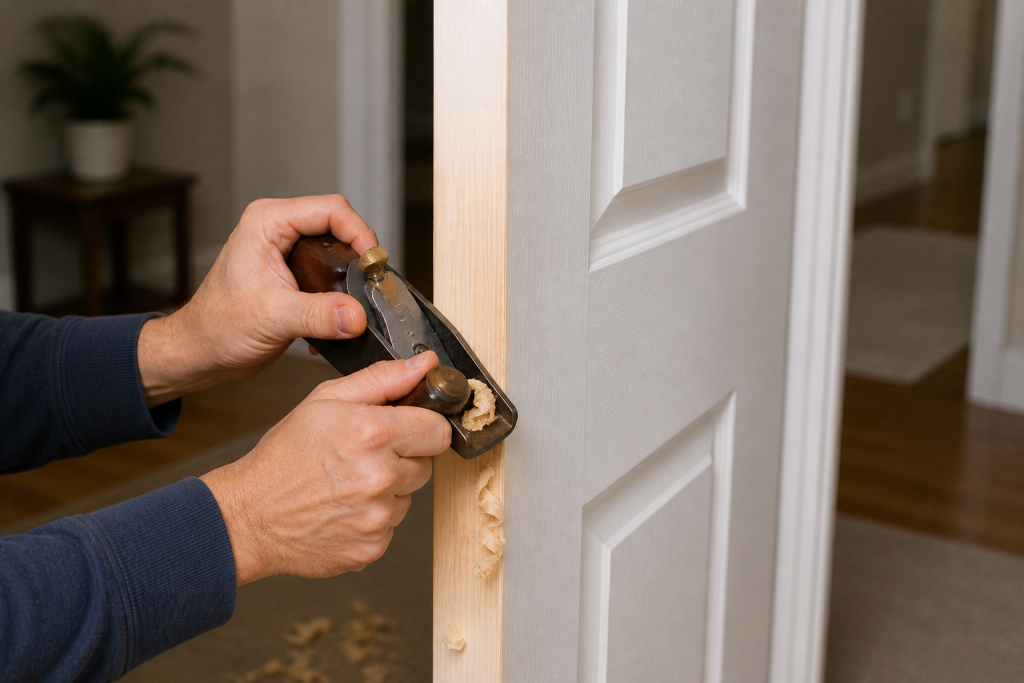 Using a hand plane to trim door edge for severe sticking issues