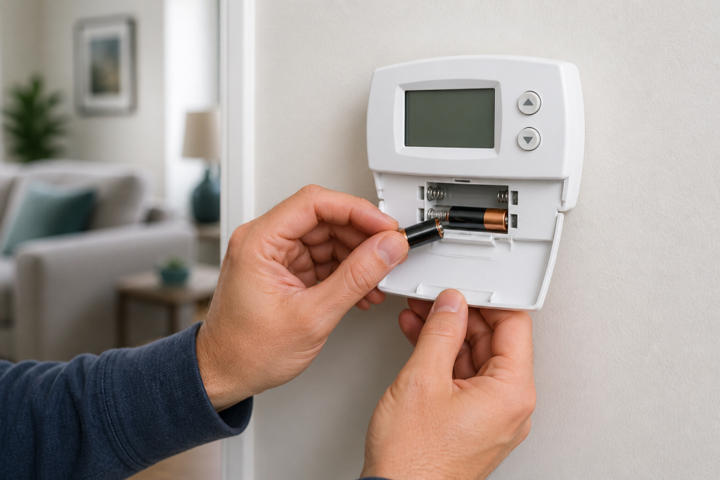Replacing thermostat batteries to fix AC not turning on issue