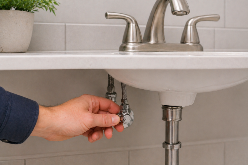 turning water supply back on under sink after faucet repair