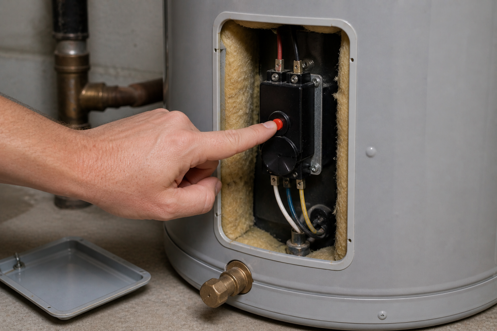 pressing reset button on water heater high temperature limit switch