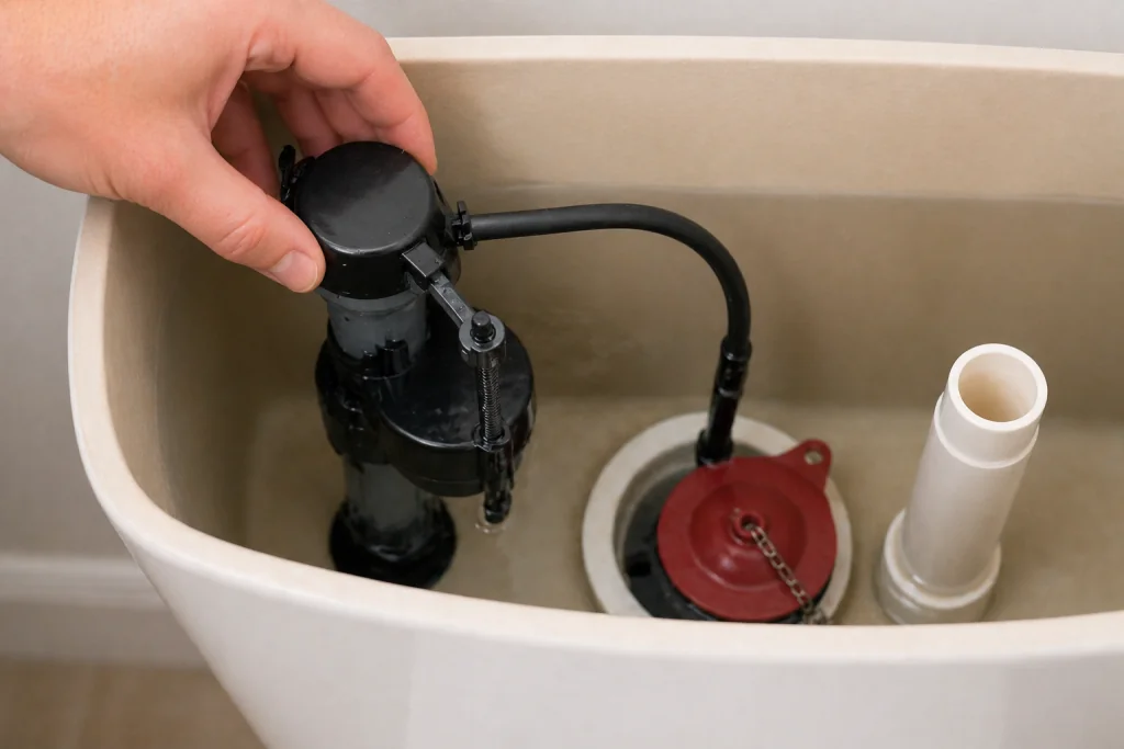 check fill valve if toilet keeps running inside tank