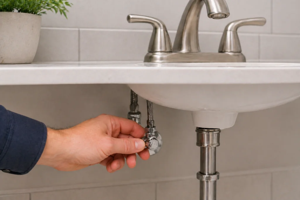 turning water supply back on under sink after faucet repair